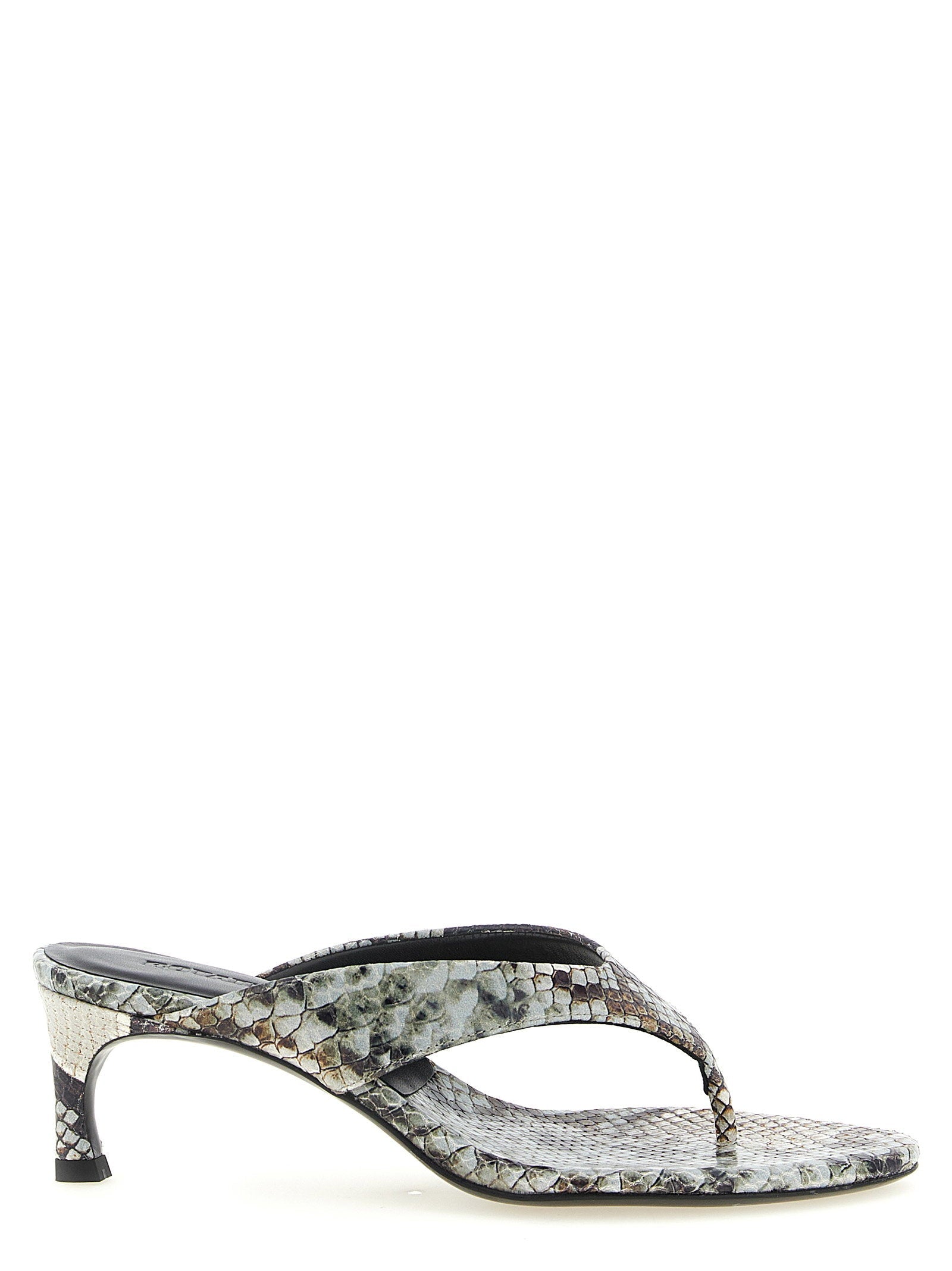 Rotate Birger Christensen Snake-Print Leather Mule — Gray