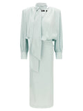 Rotate Birger Christensen Ruched Satin Dress — Pale Green