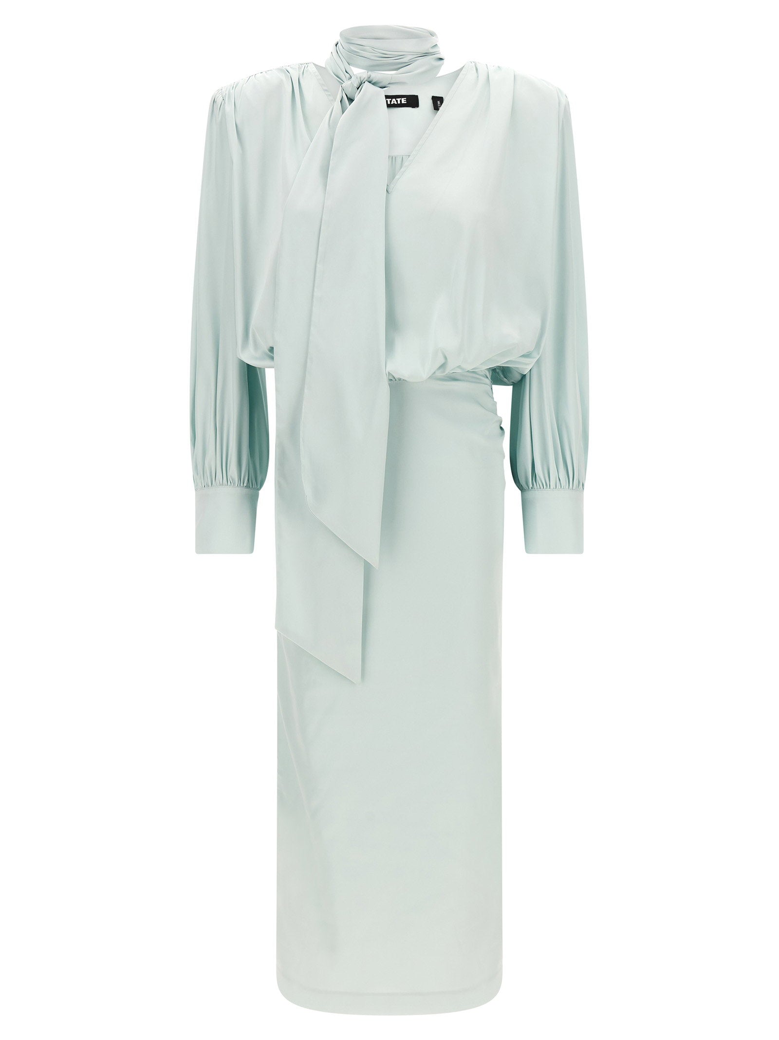 Rotate Birger Christensen Ruched Satin Dress — Pale Green