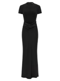 Rotate Birger Christensen Draped Waist Mermaid Dress — Black