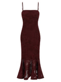 Rotate Birger Christensen Floral Mesh Flounce Dress — Burgundy
