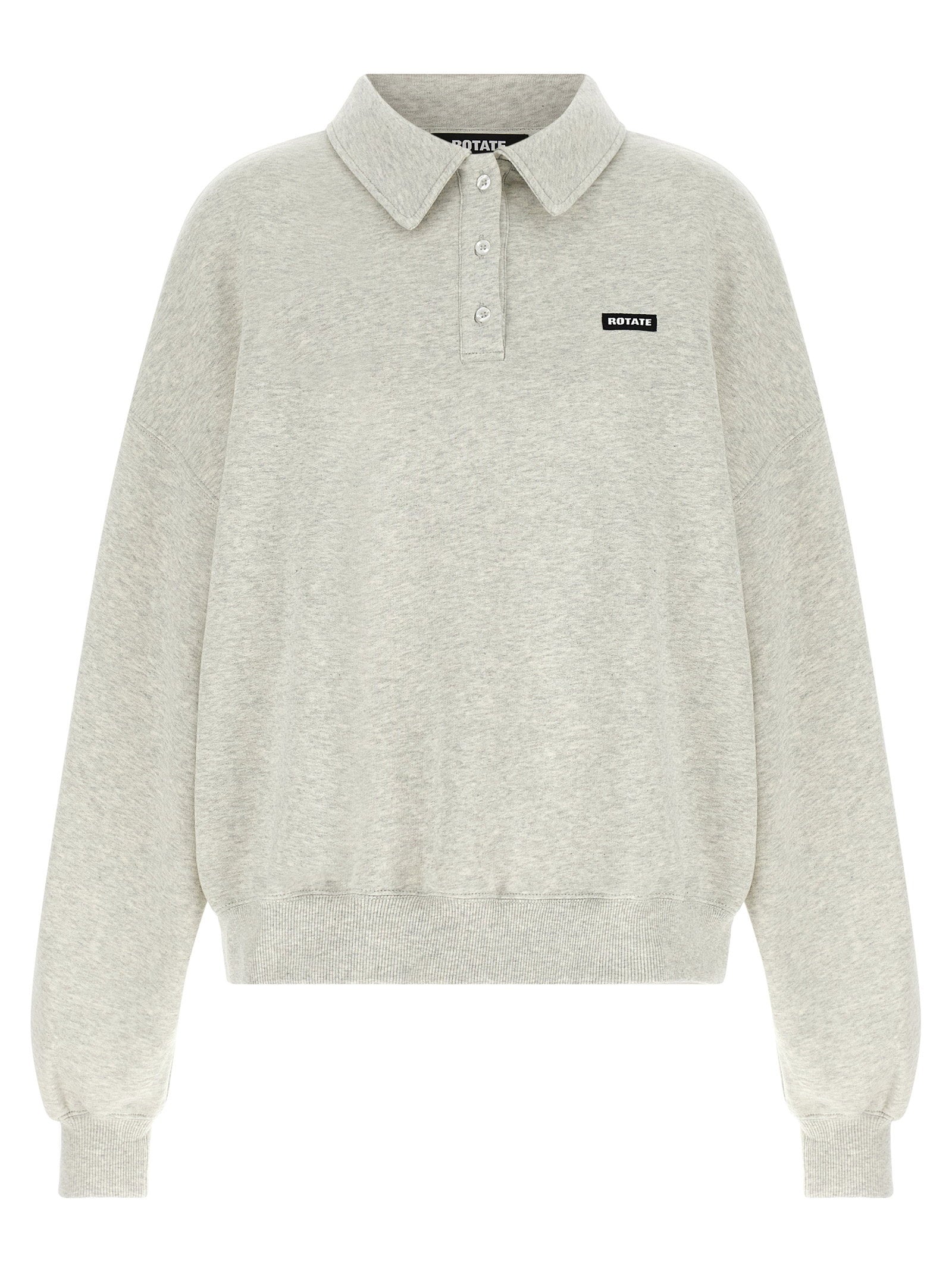 Rotate Birger Christensen Organic Cotton Oversized Polo Shirt — grey