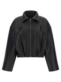 Rotate Birger Christensen Boxy Leather-Effect Jacket — Black
