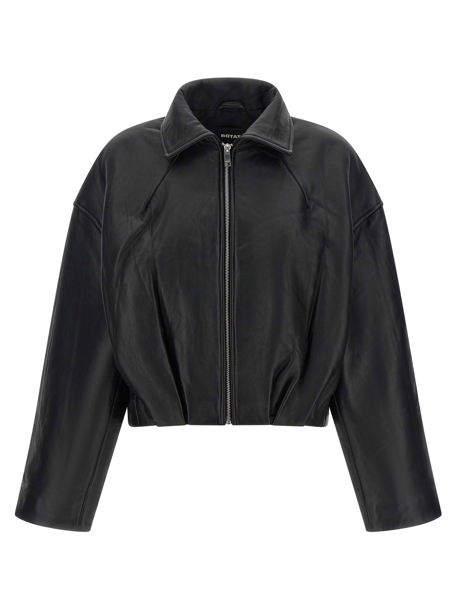 Rotate Birger Christensen Boxy Leather-Effect Jacket — Black