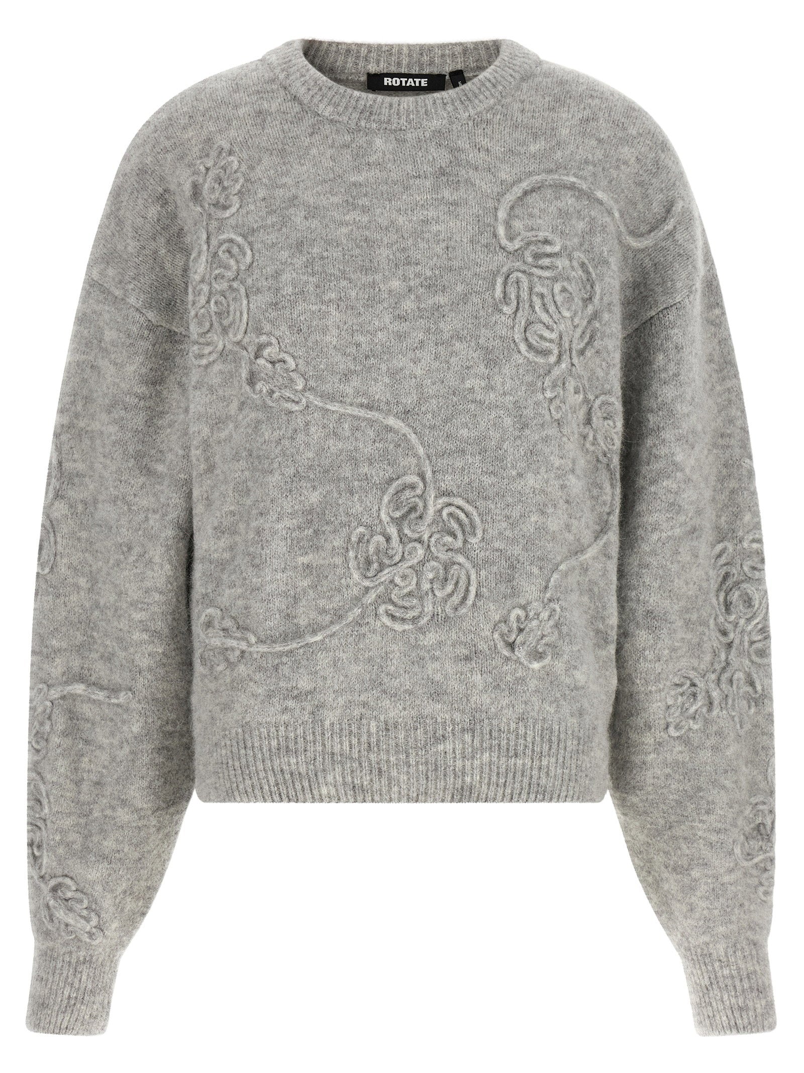 Rotate Birger Christensen 3D Floral Jacquard Sweater — Grey