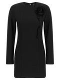 Rotate Birger Christensen 3D Floral Crêpe Dress — Black