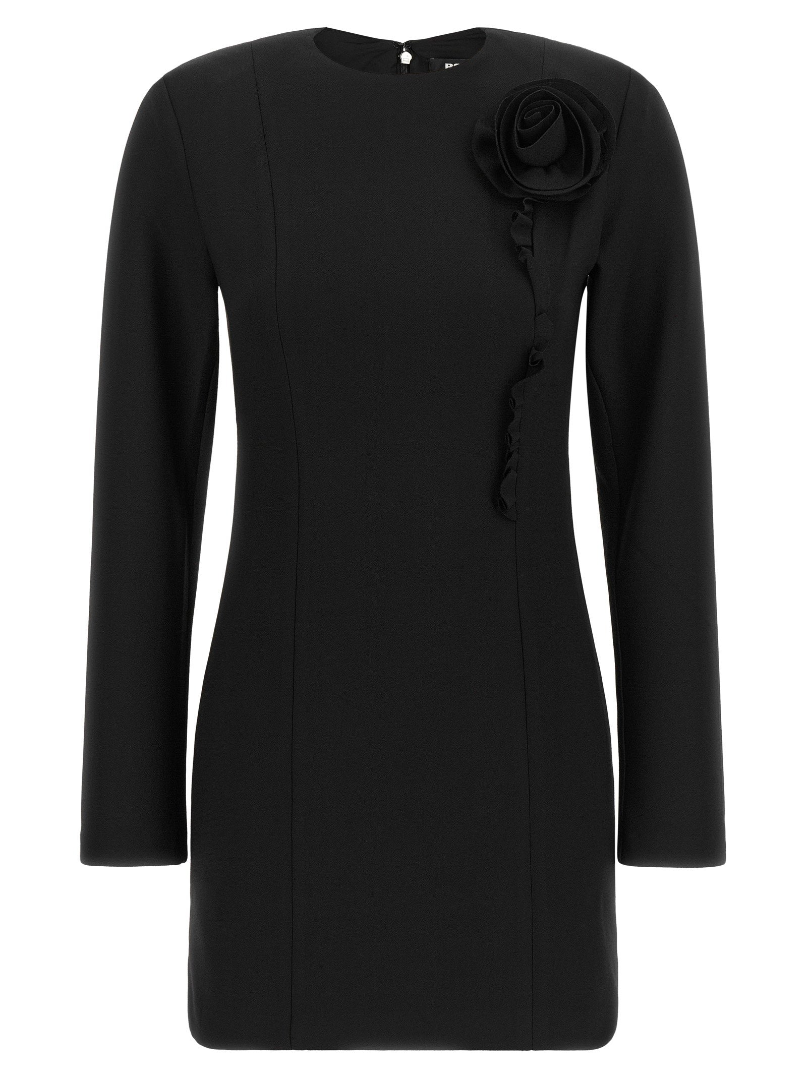 Rotate Birger Christensen 3D Floral Crêpe Dress — Black
