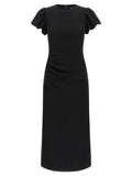 Rotate Birger Christensen Puff Sleeve Crêpe Dress — Black
