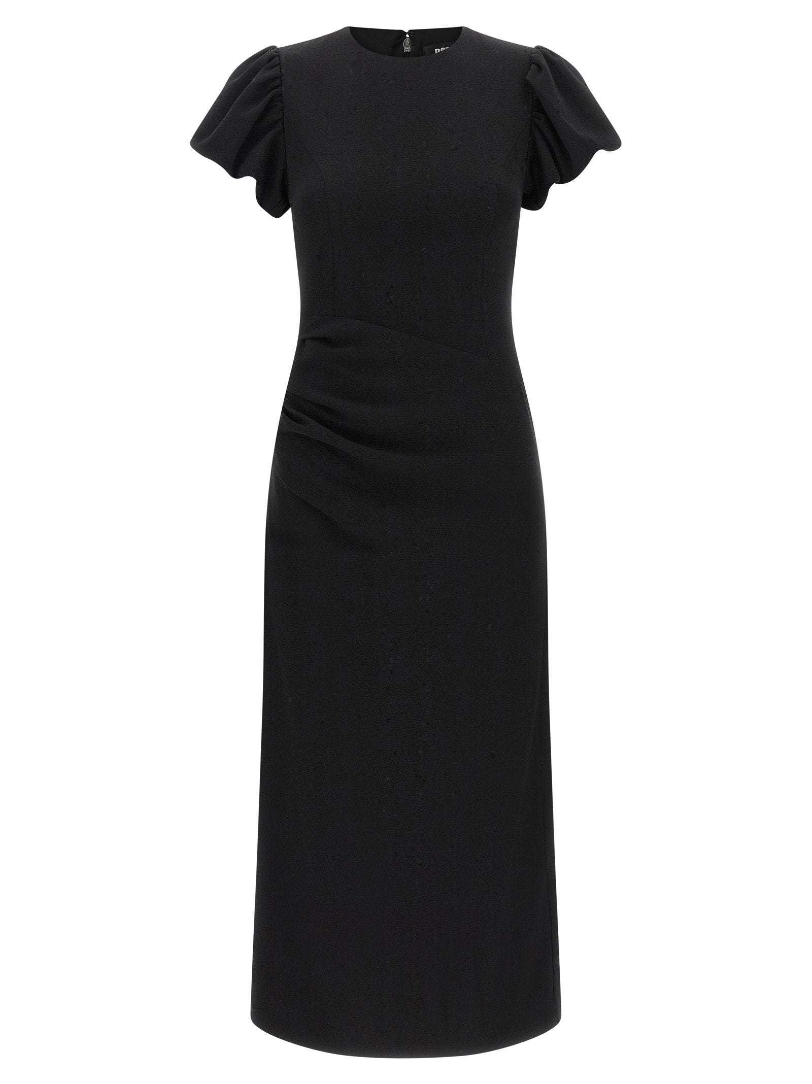 Rotate Birger Christensen Puff Sleeve Crêpe Dress — Black
