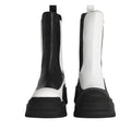 Black and White Leather Chelsea Boots with Platform Sole
