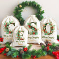 Bolsa de regalo de lona personalizada con el nombre Holly Initial Christmas Gift for Friends Family