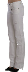 Women's Distressed Cotton Jeans White
