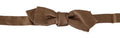 Men Brown Gold Adjustable Neck Papillon Bow Tie Polyester Silk