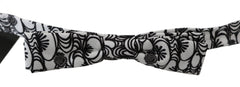 Men's White Pattern Silk Adjustable Neck Papillon Tie