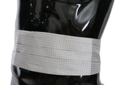 Men's Gray Patterned Waist Belt Silk Cummerbund