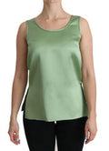 Women's Green Sleeveless Silk Top Tank Blouse