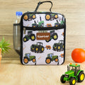 Bolsa de almuerzo para niños con nombre personalizada con estampado de tractor verde Regalo de cumpleaños de vuelta al cole para niños Niñas