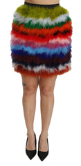 Women's Red Blue High Waist Mini Feather Skirt