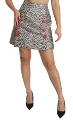 Women's Silver Pattern A-Line High Waist Skirt Black Polyester Silk Nylon