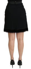 Women's Black A-Line High Waist Mini Viscose Skirt