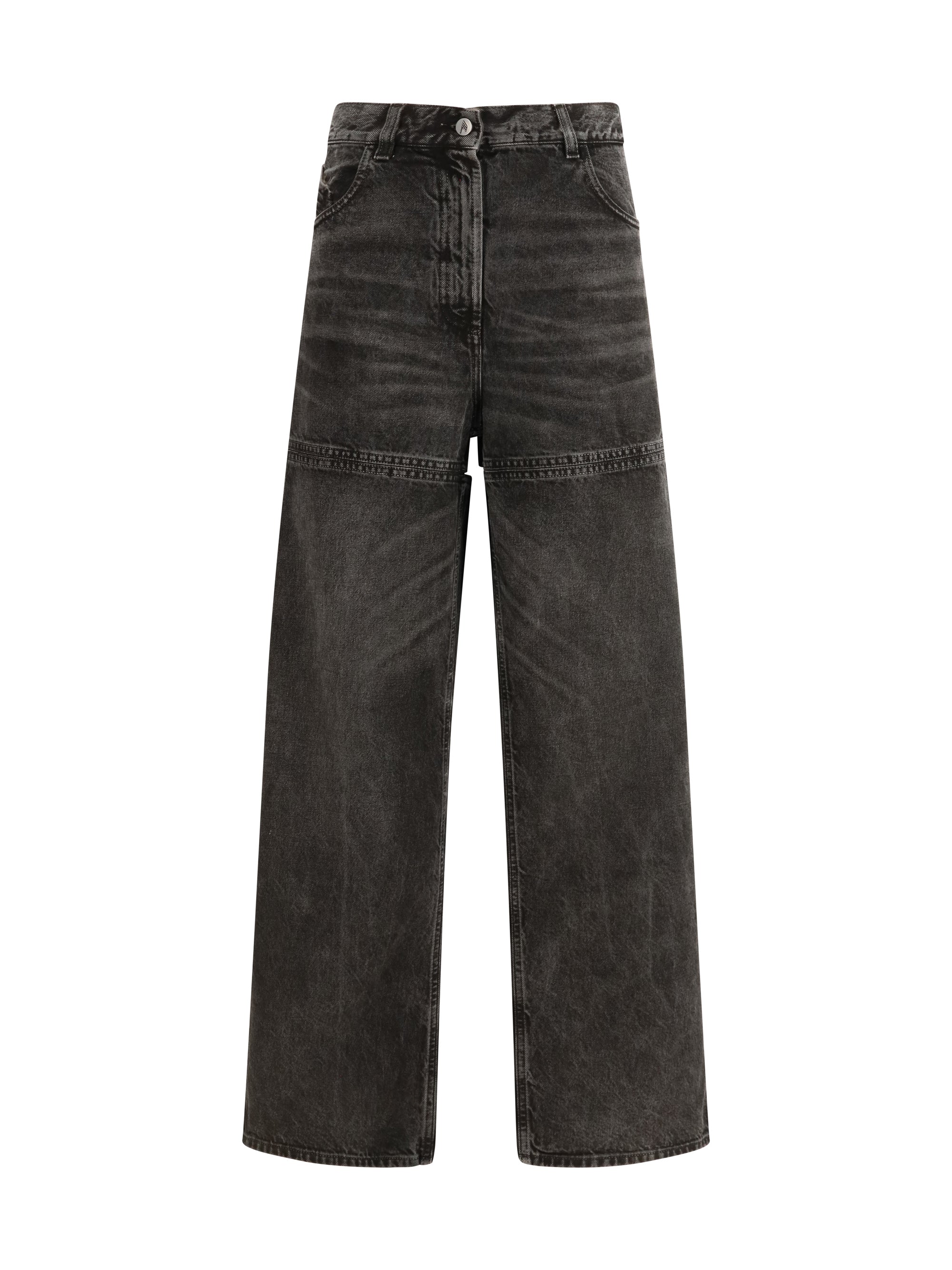 The Attico Cut-Out Wide-Leg Cotton Jeans — Black