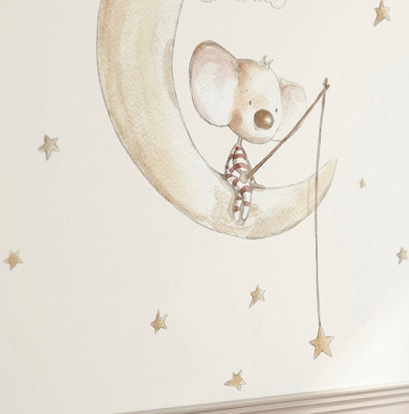VINILO INFANTIL I OSITO PESCANDO ESTRELLAS