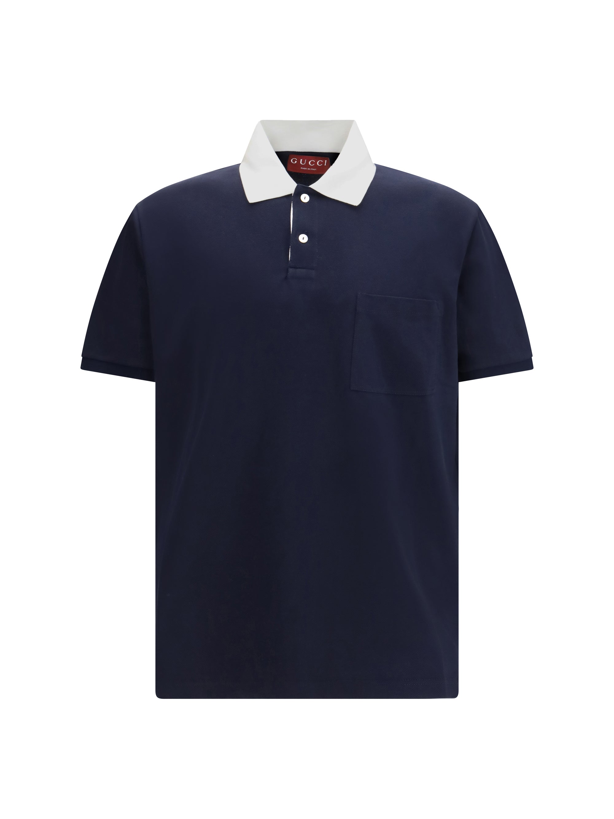 Gucci Stretch Cotton Piqué Polo — Navy