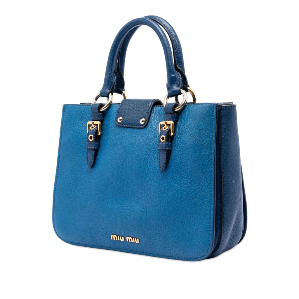 Bicolor Goatskin Madras Satchel