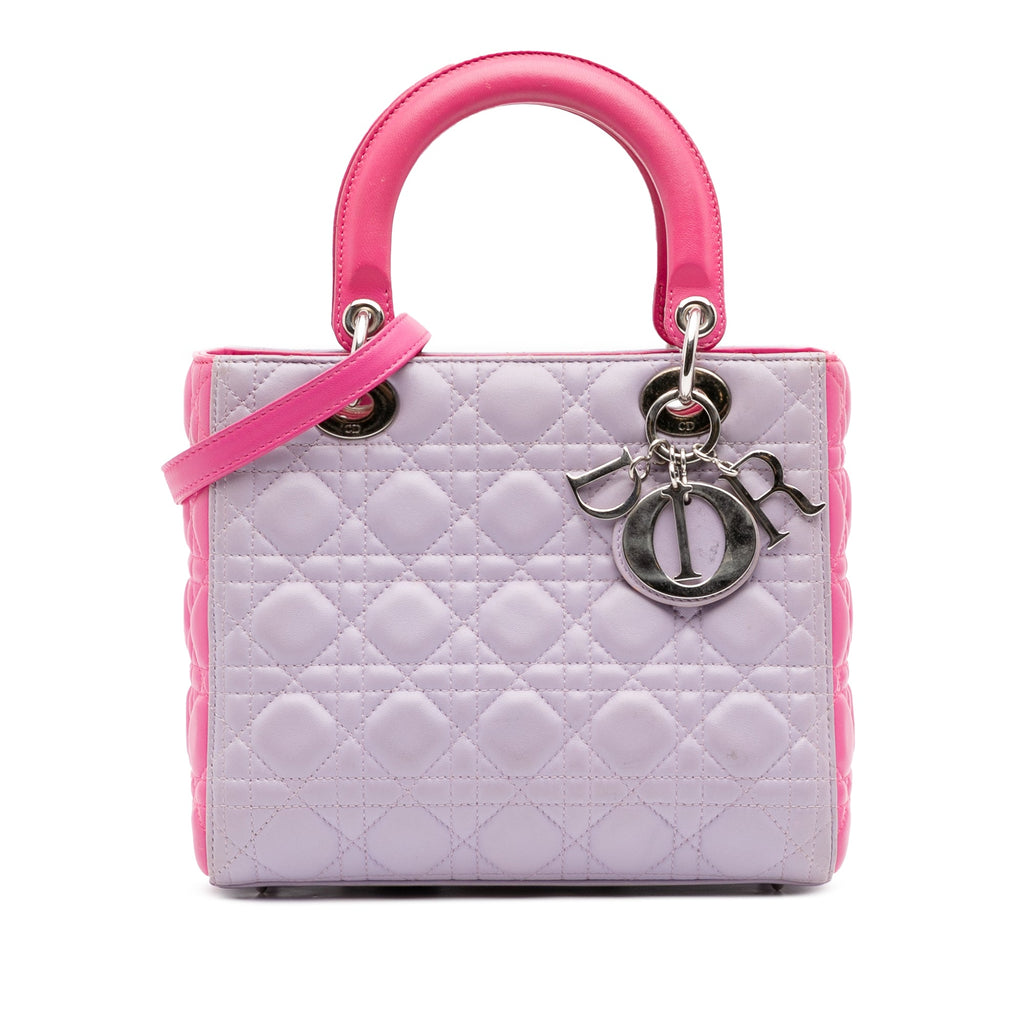 Medium Bicolor Lambskin Cannage Lady Dior