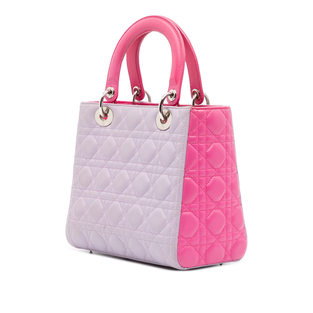 Medium Bicolor Lambskin Cannage Lady Dior