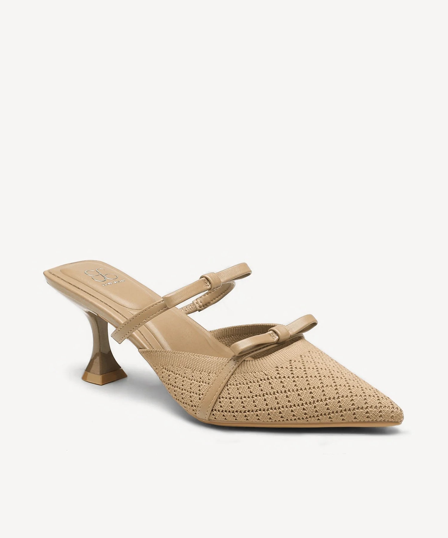 Bowtention Pointed Toe Heeled Mule - Apricot / US 7 | EU 37.5 | UK 5