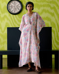 Ivory Floral Printed Kaftan By KYNAH, Luxury Indian Fashion & Bridal Wear