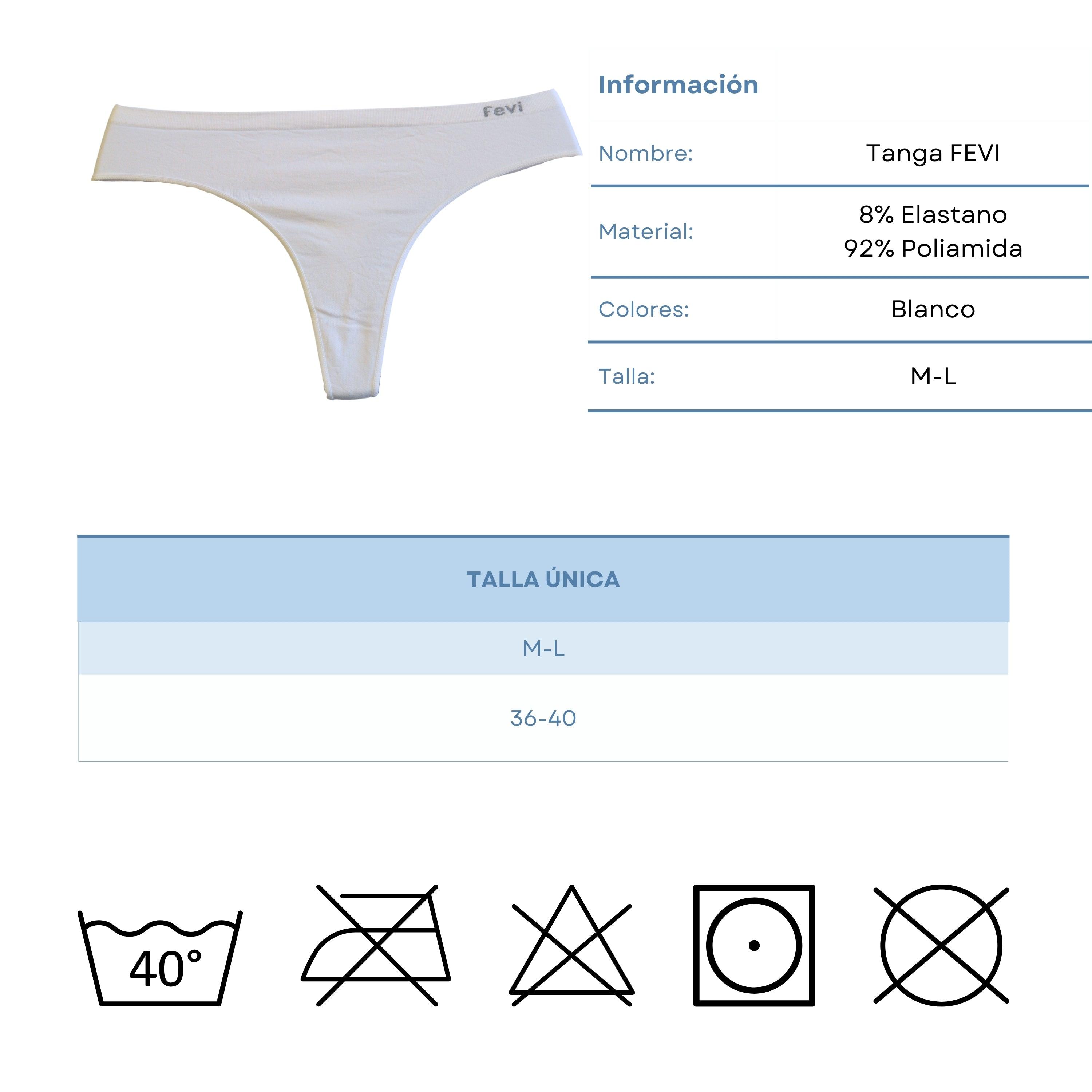 FEVI | Pack de 6 Tangas en 1 o 3 Colores Diferentes: Blanco, Negro y Beige | Talla Única: M-L
