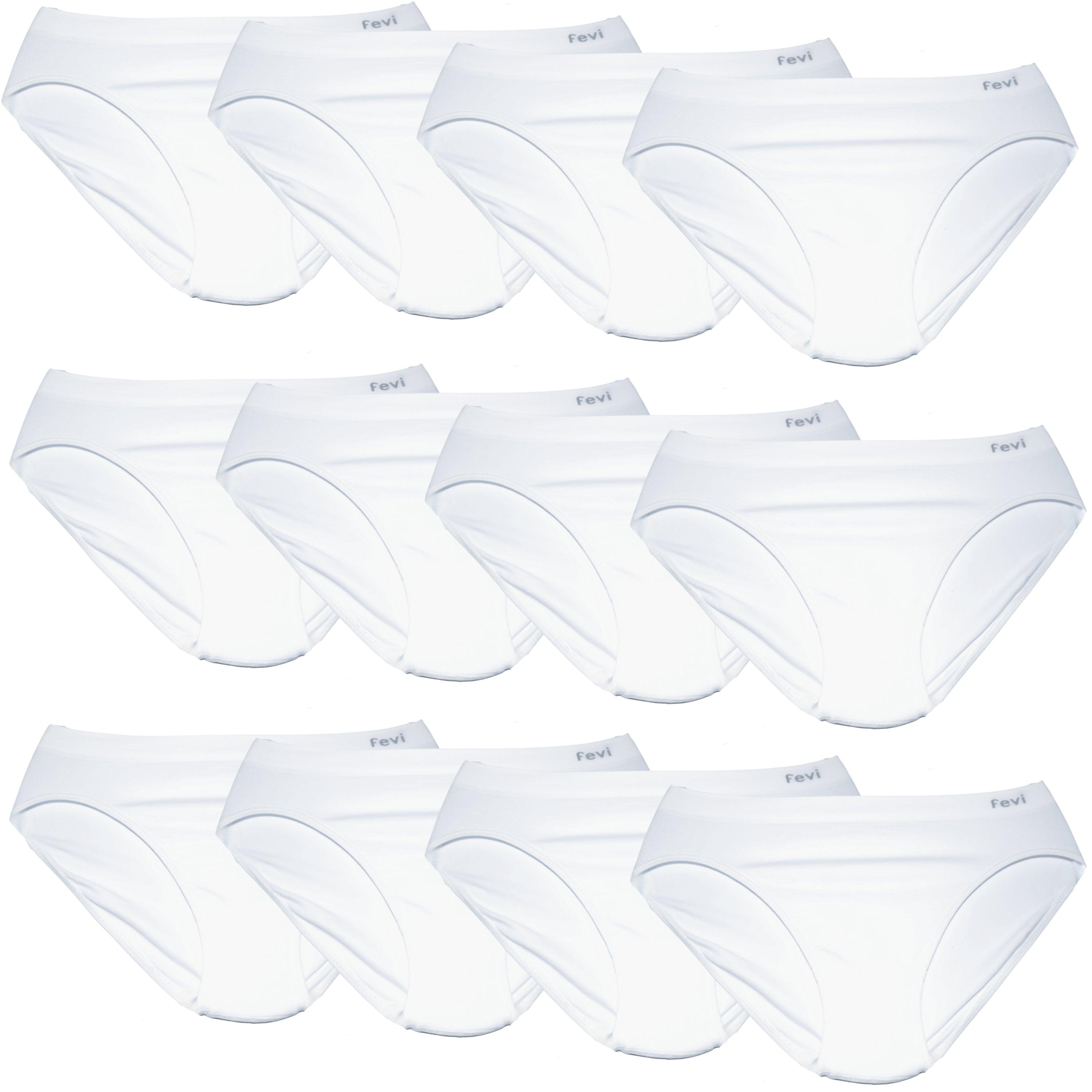 FEVI | Pack de 12 Braguitas Tiro Medio en 1 o 3 Colores Diferentes: Blanco, Negro y Beige | Talla única M-L