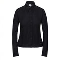 Fitted Knitted Button-Up Black Blouse