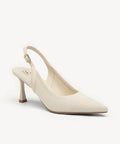 Elegant Ligne Pointed Toe Heeled Slingback - Cream / US 6 | EU 36.5 | UK 4