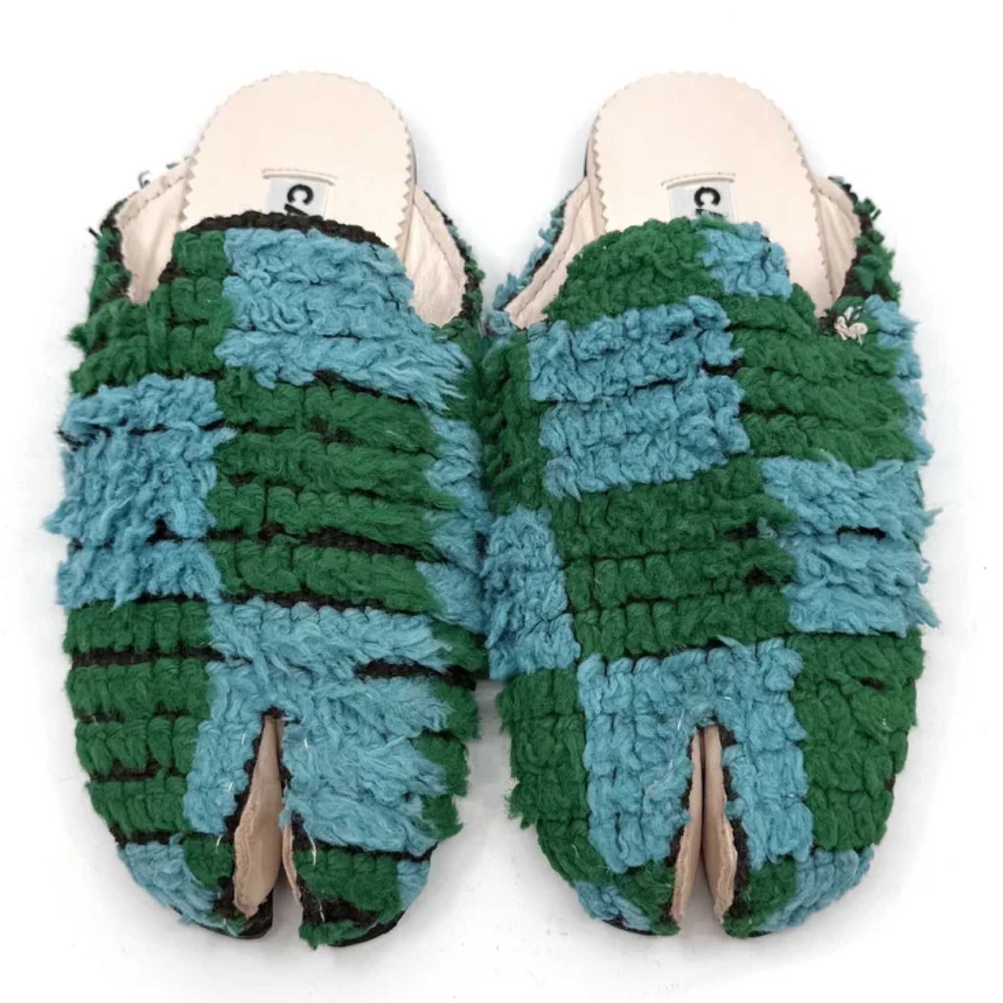 Green and Blue Tabi Babouche Slippers