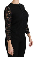 Women's Black Lace Long Sleeve Nylon Blouse Viscose