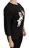Women's Black #dgfamily Top T-Shirt Silk Blouse Stretch