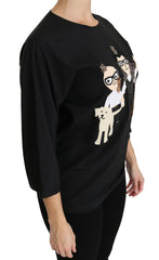 Women's Black #dgfamily Top T-Shirt Silk Blouse Stretch