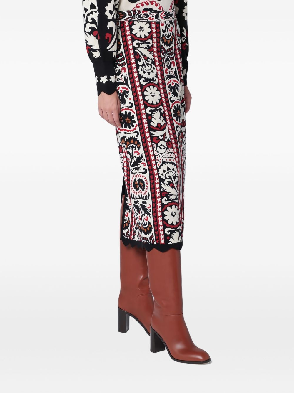 Farm Rio Skirts Ivory, Black, Red, Tan Multicolor