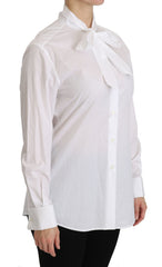 Women's White Turtle Neck Long Sleeve Polo Shirt Cotton