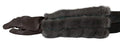 Women's Brown Mid Arm Length Leather Fur Gloves