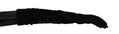 Women's Black Elbow Length Mitten Suede Fur Gloves