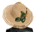 Women's Beige Wide Brim Floral Bucket Capello Hat
