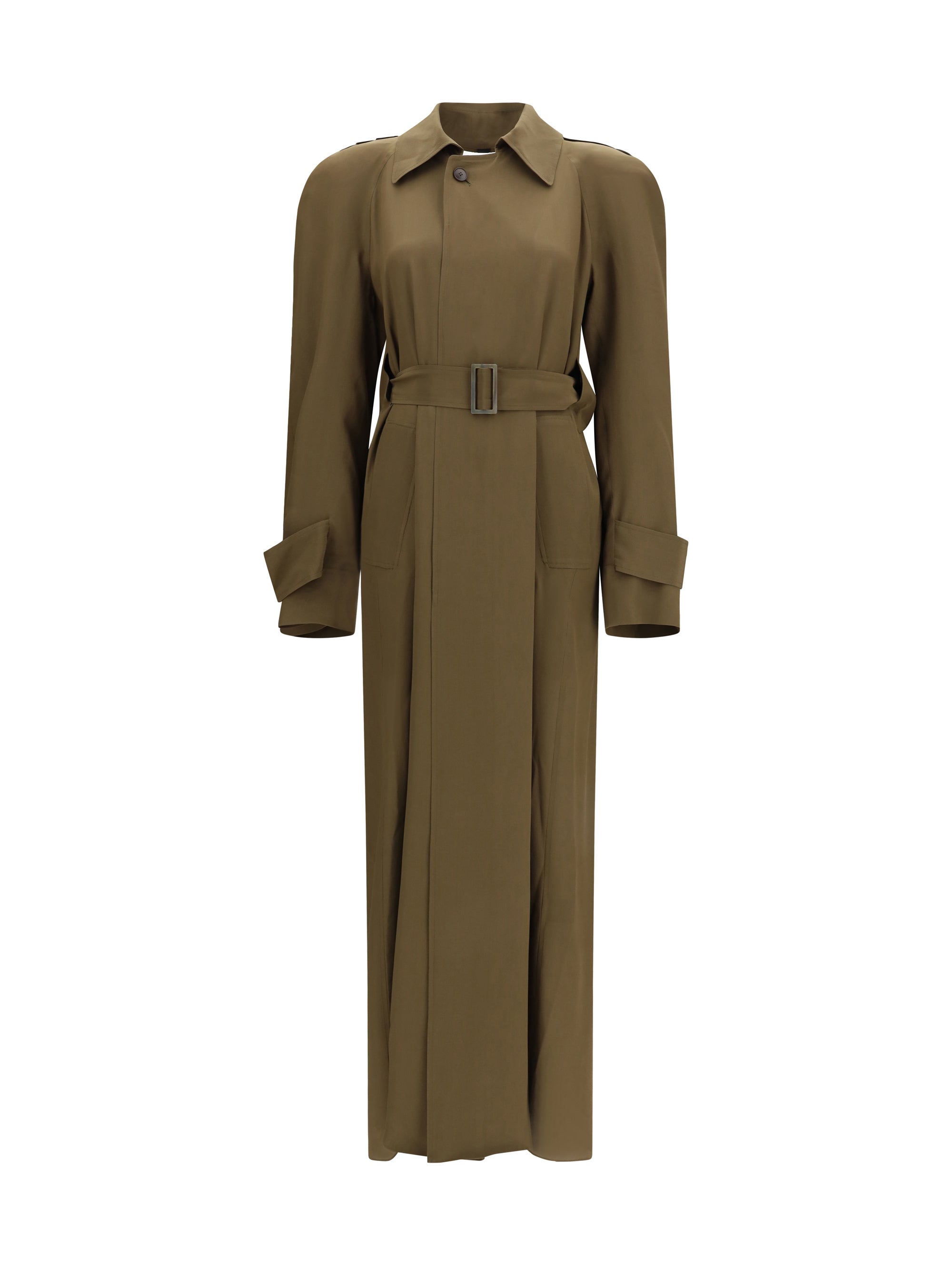 Petar Petrov Silk Trench Coat — Olive