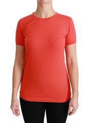 Women's Red Crewneck Short Sleeve T-Shirt Cotton Top