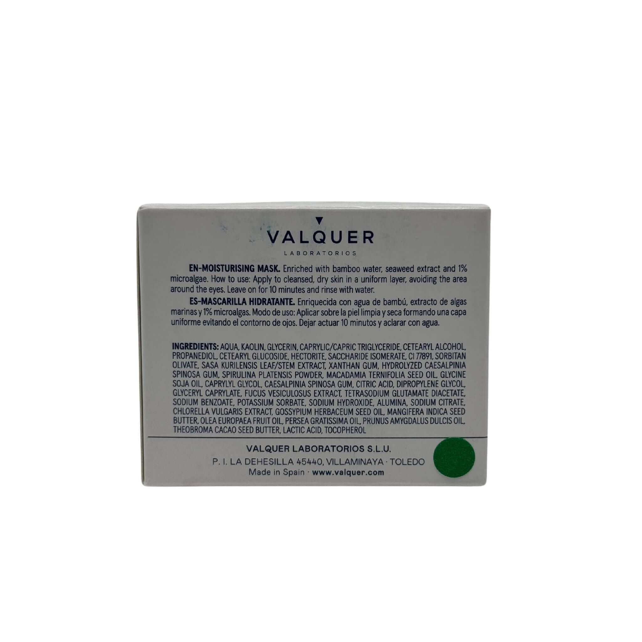Mascarilla Facial Hidratante con Agua de Bambú y Microalgas - 50 ml