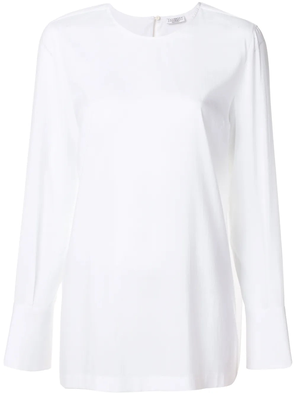 Brunello Cucinelli Silk-Blend Wide Cuff Blouse — White