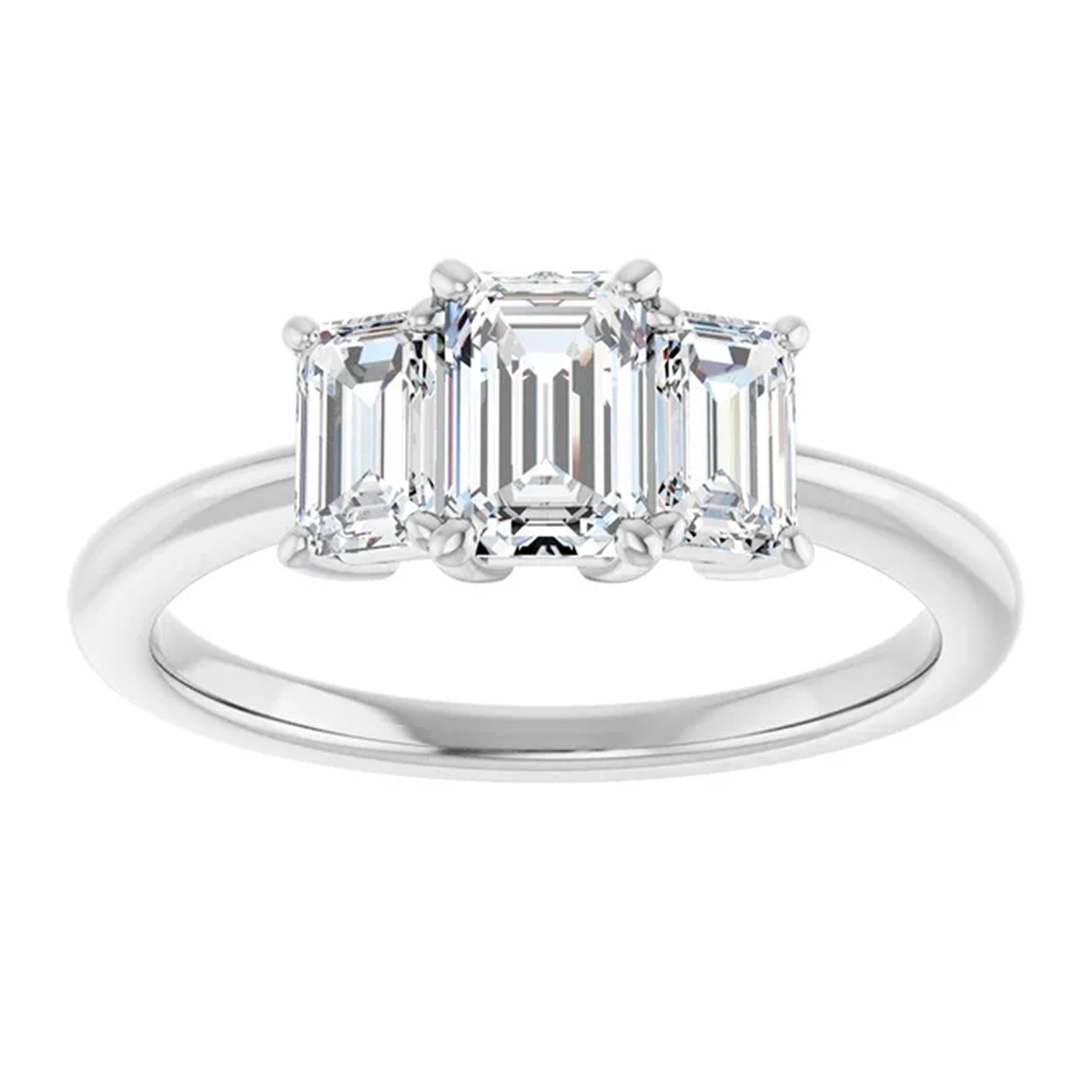 Luna Emerald Lab Diamond Three Stone Engagement Ring